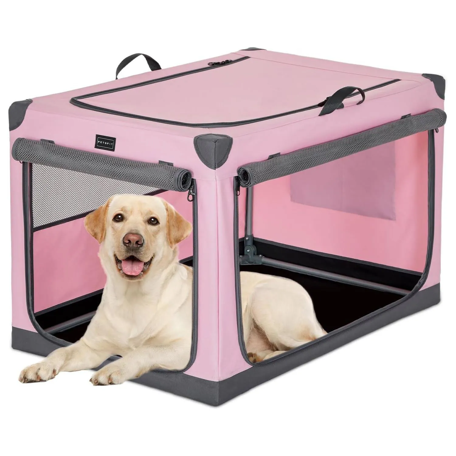 Jaula Para Mascotas Portatil  92x62x59cm Grande Rosa