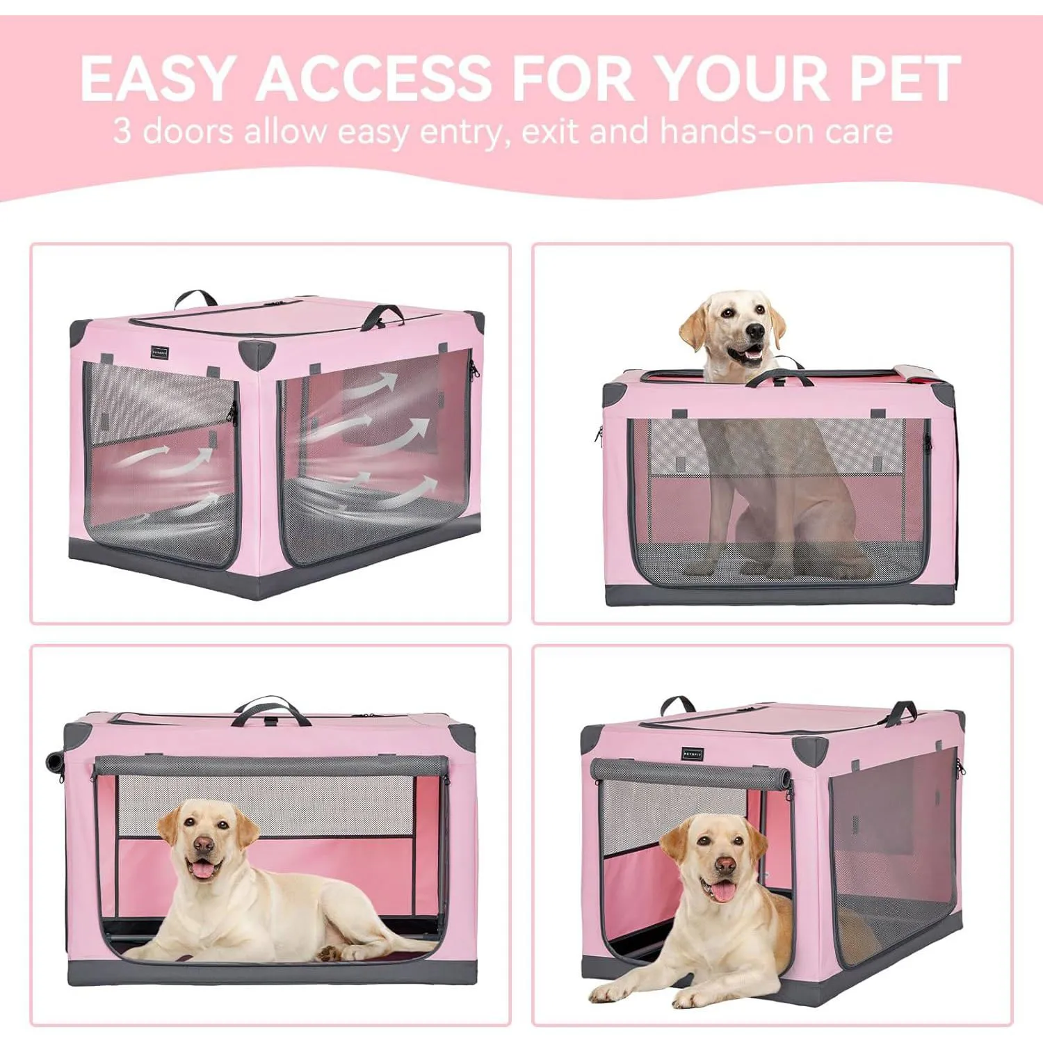Jaula Para Mascotas Portatil  92x62x59cm Grande Rosa 5