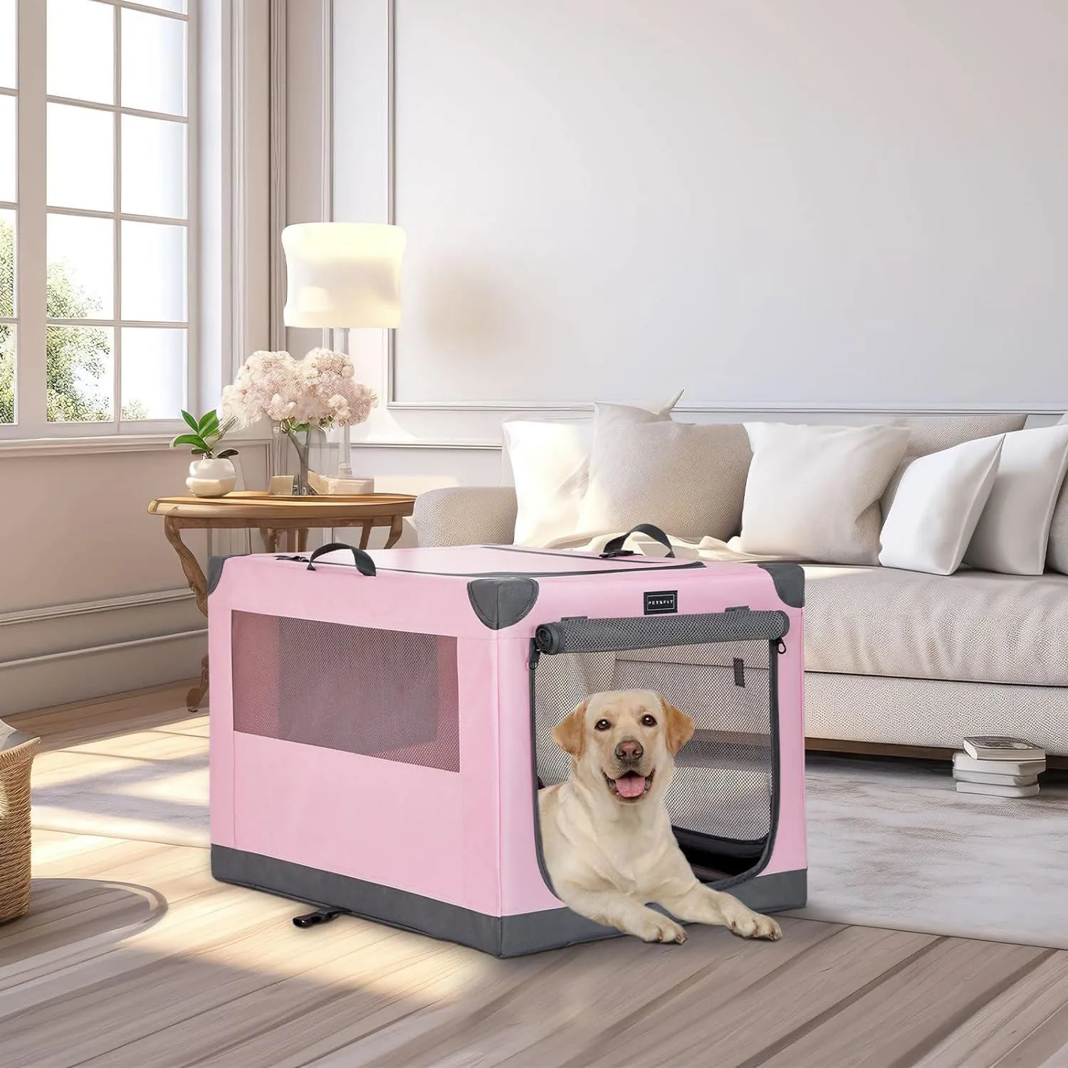 Jaula Para Mascotas Portatil  92x62x59cm Grande Rosa 8