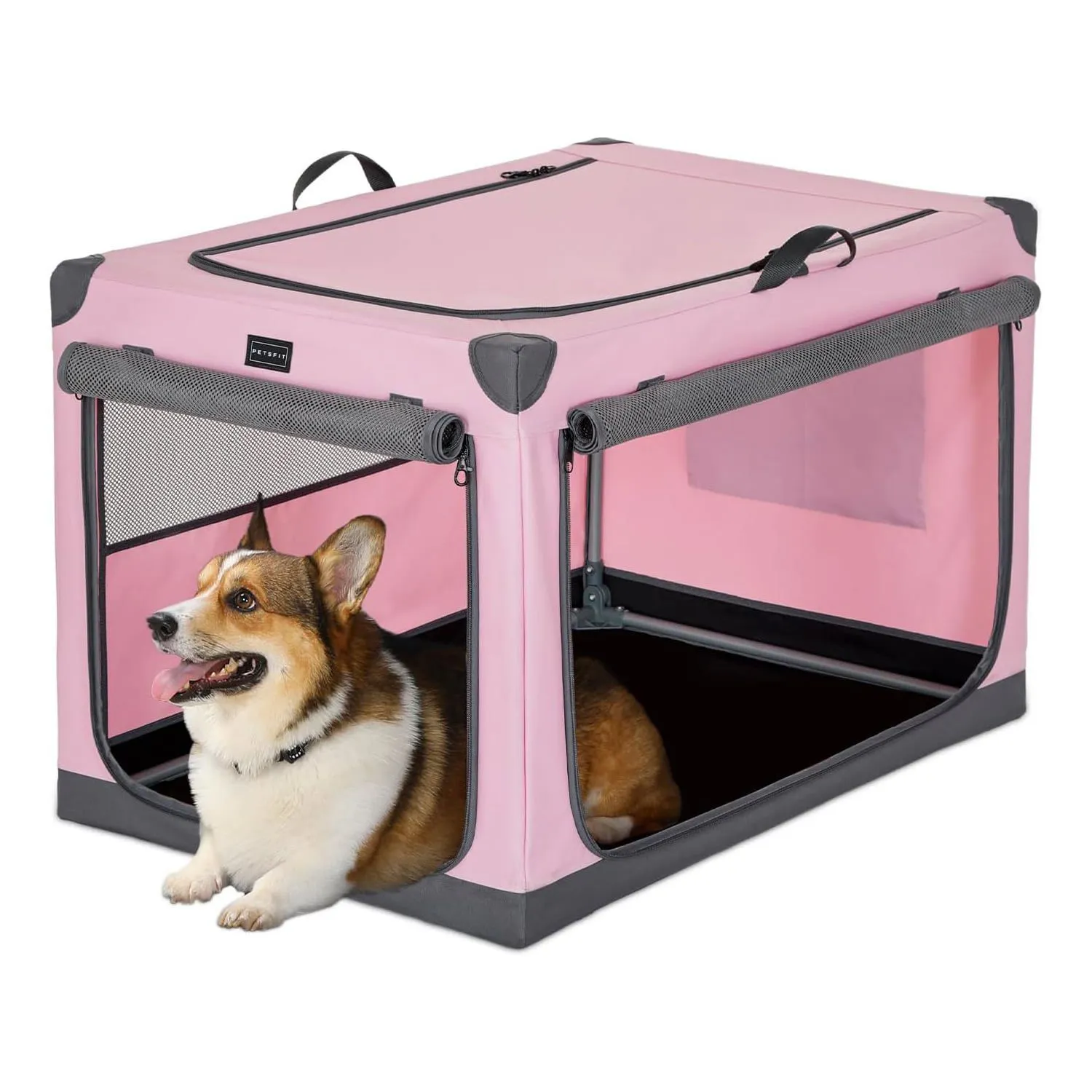 Jaula Para Mascotas Portatil  78x52x49cm Mediano Rosa