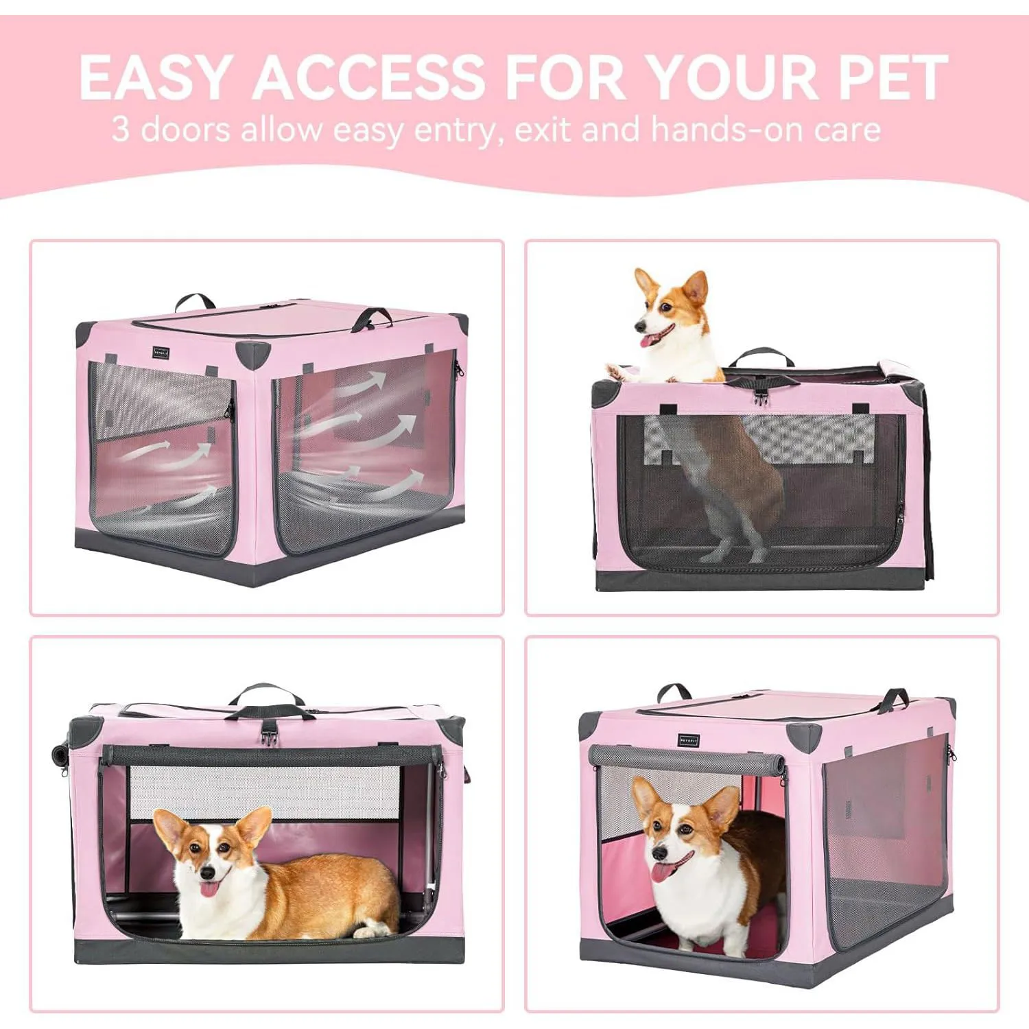 Jaula Para Mascotas Portatil  78x52x49cm Mediano Rosa 5