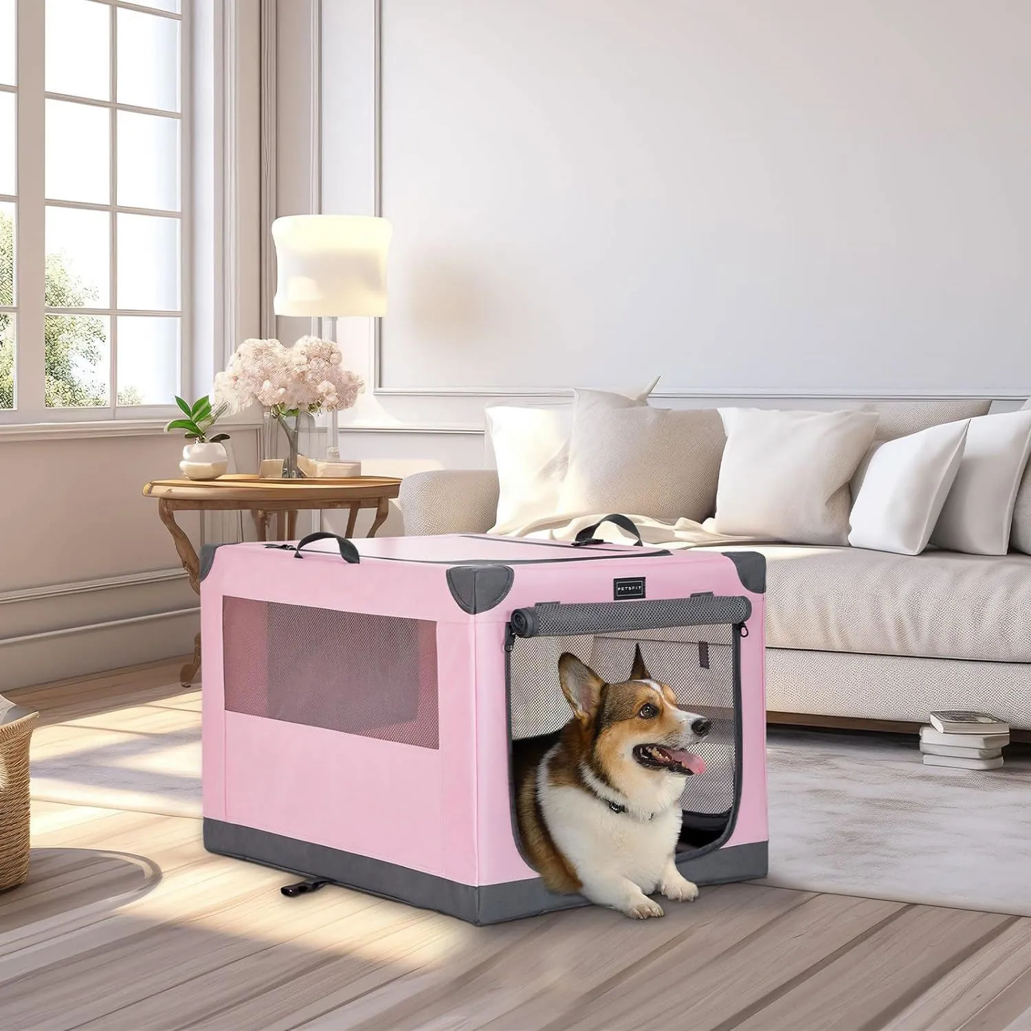 Jaula Para Mascotas Portatil  78x52x49cm Mediano Rosa 8