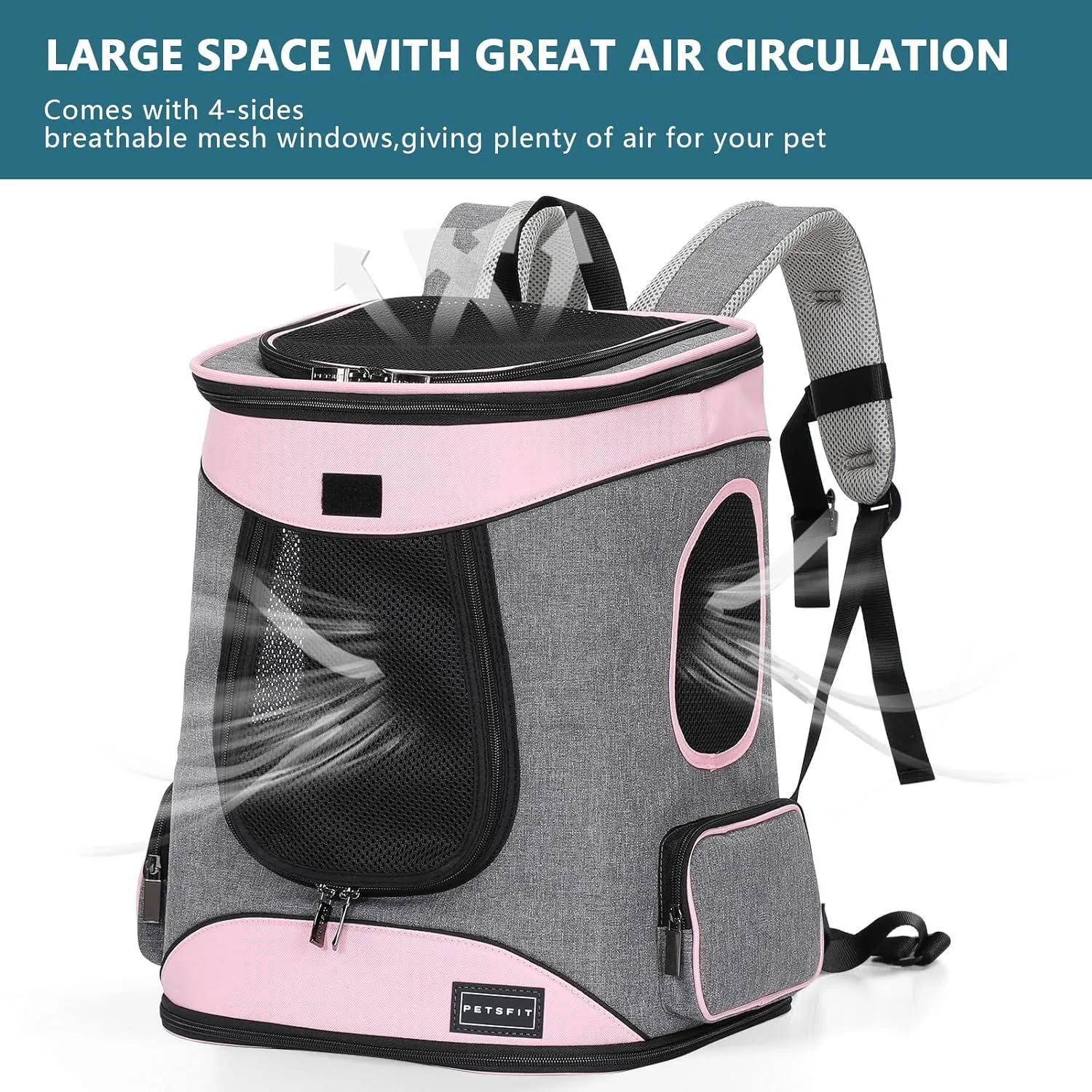 Mochila Para Mascotas 39x34x42cm Mediano Gris 8