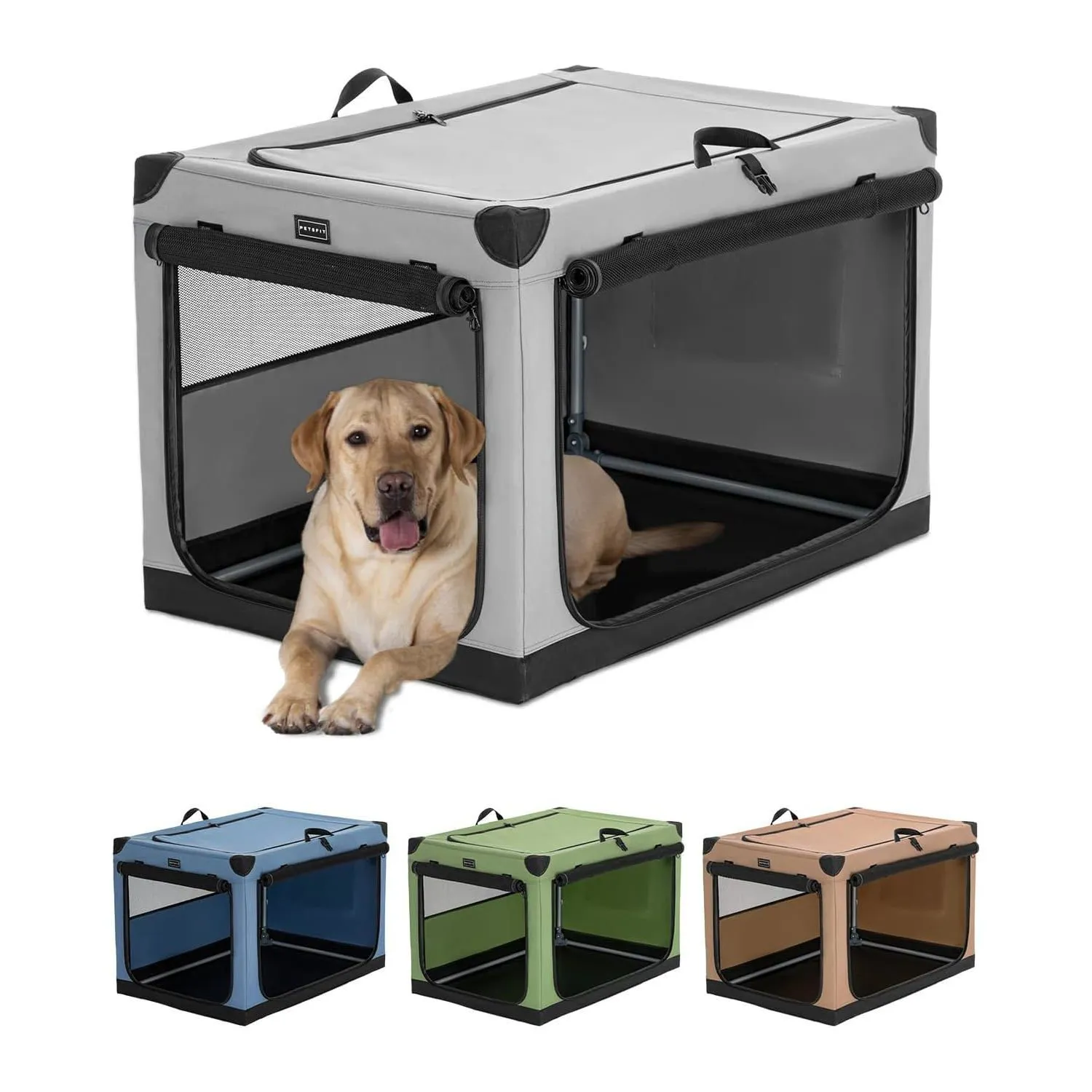 Jaula Para Mascotas Portatil  92x62x59cm Grande Gris