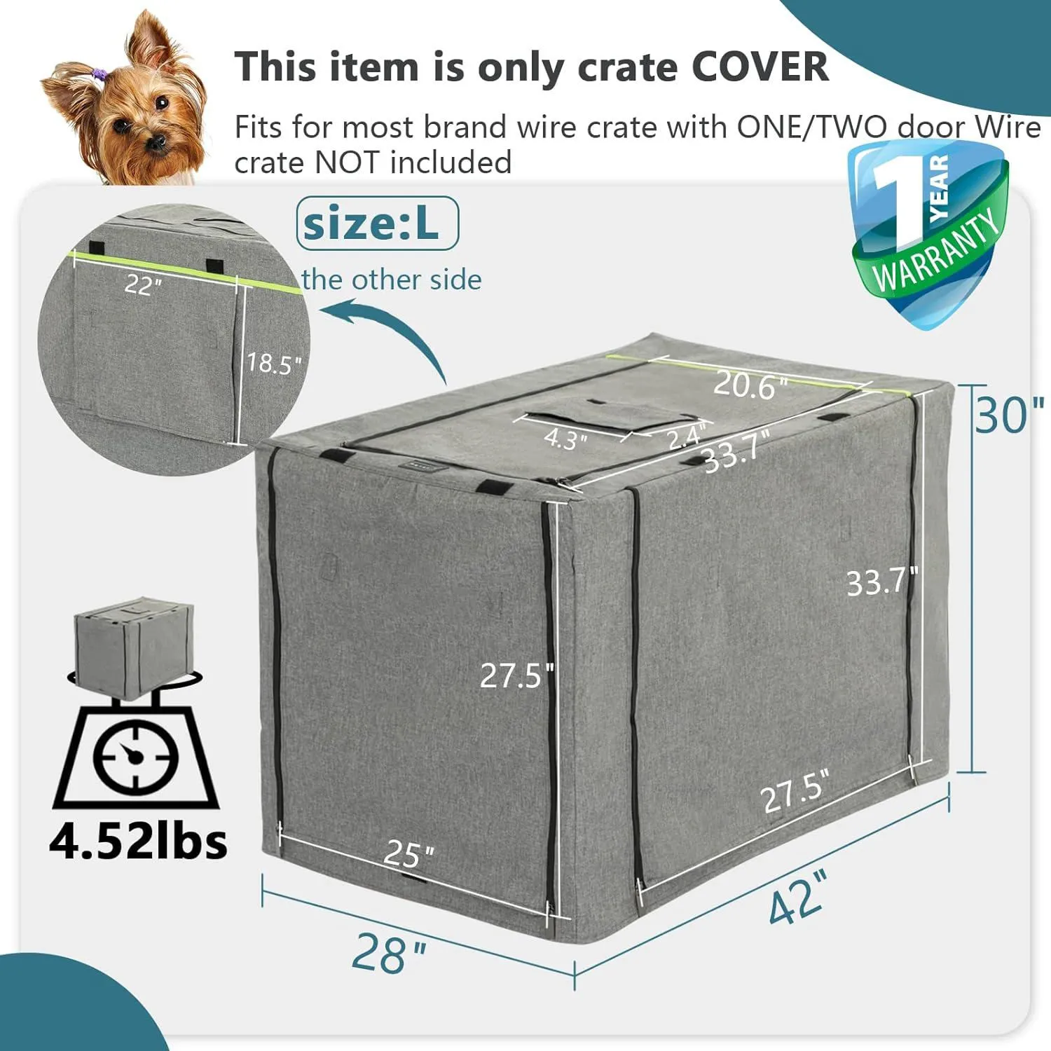 Asiento Elevado Para Mascotas 109x75x78cm Grande Gris