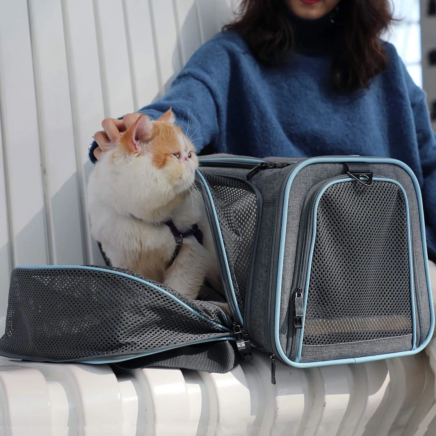 Transportador Para Mascotas  47x24x29cm Pequeño Gris 7