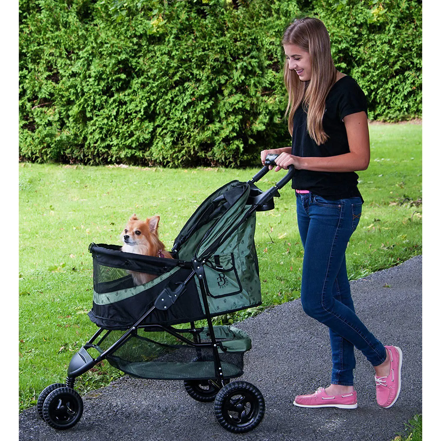 Coche Para Mascotas 77x51x102cm Mediano Verde