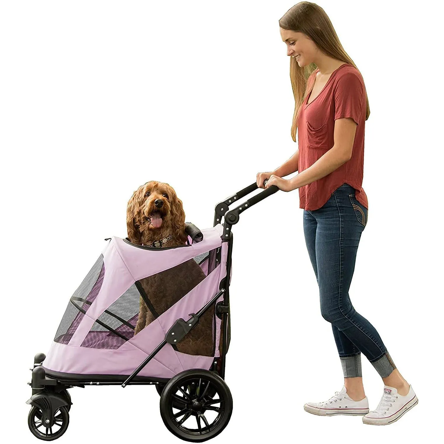 Coche Para Mascotas 81x57x107cm Mediano Rosado