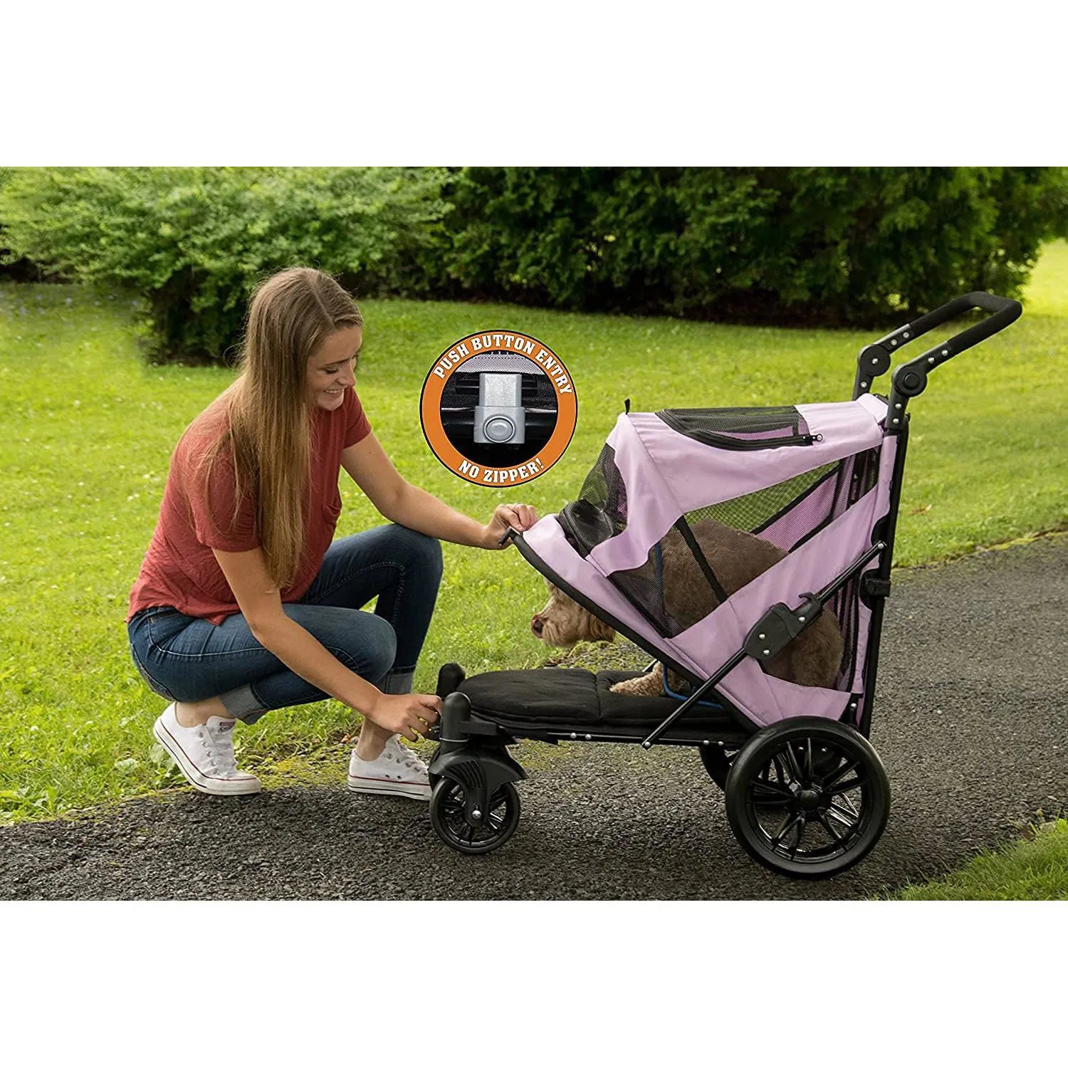 Coche Para Mascotas 81x57x107cm Mediano Rosado