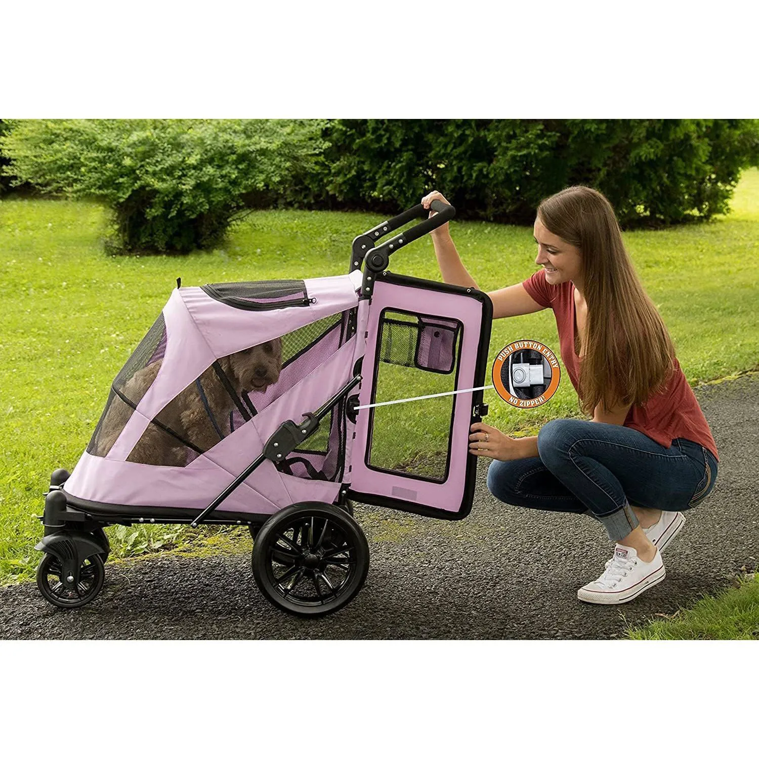 Coche Para Mascotas 81x57x107cm Mediano Rosado 3