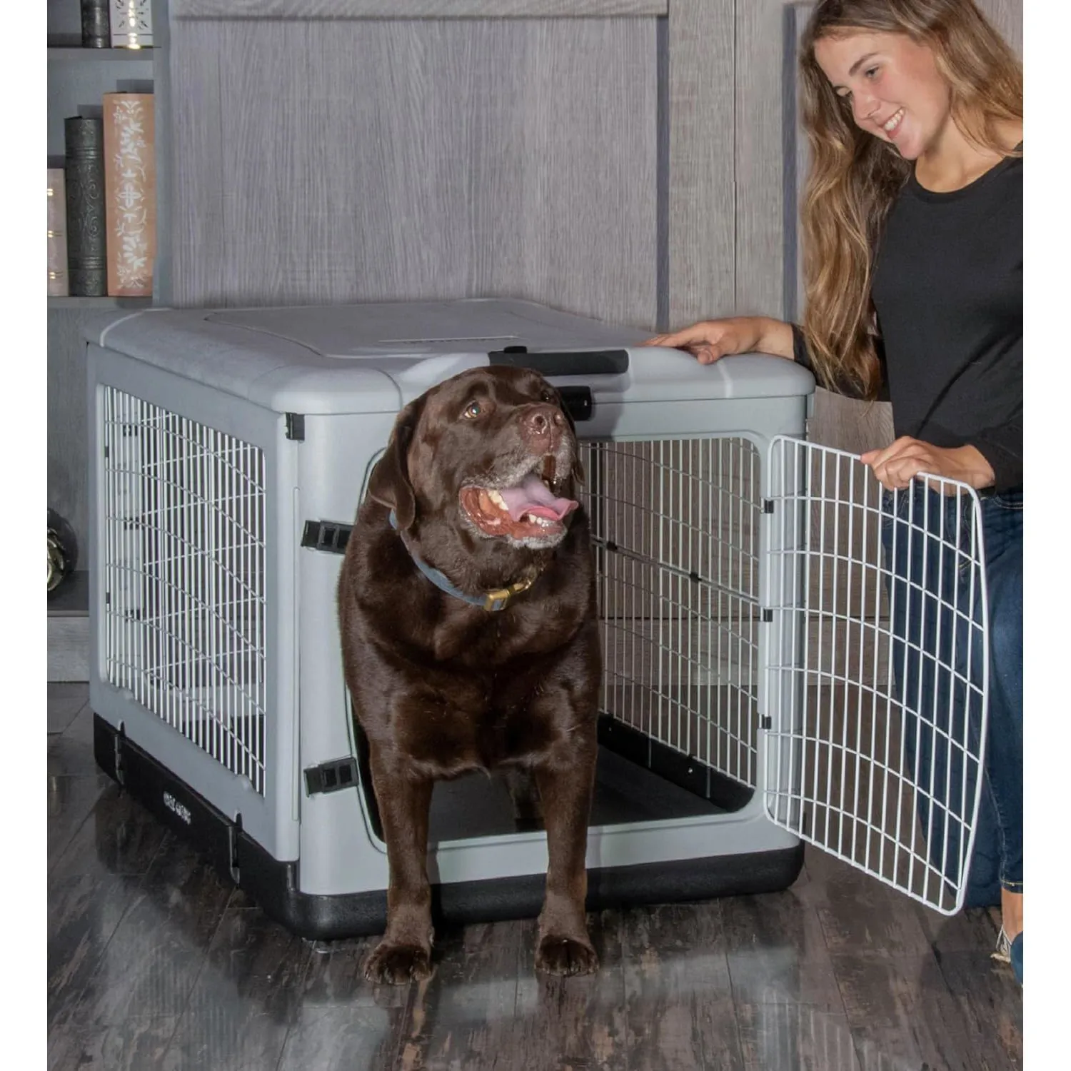 Caja Acero Para Perros 107x71x71cm Grande Gris