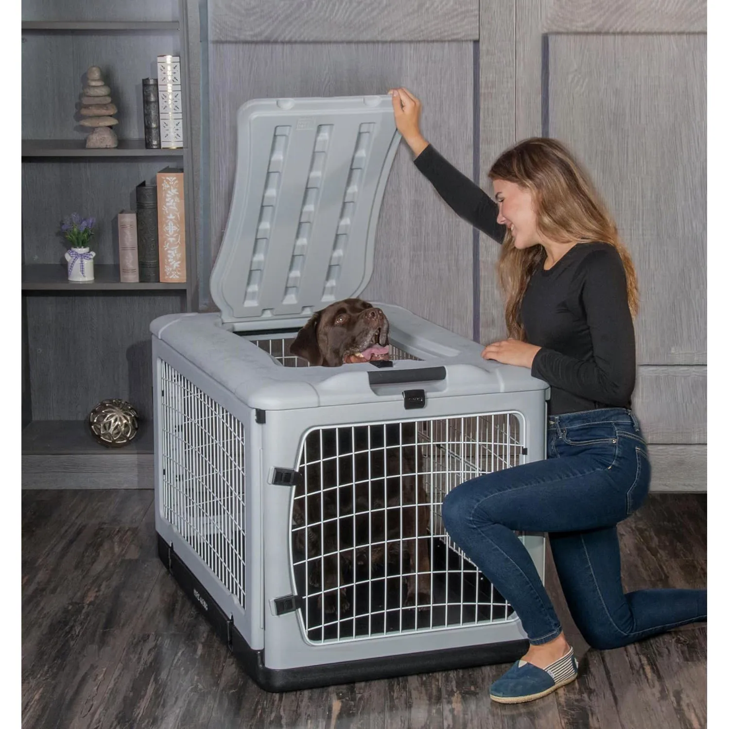 Caja Acero Para Perros 107x71x71cm Grande Gris 4