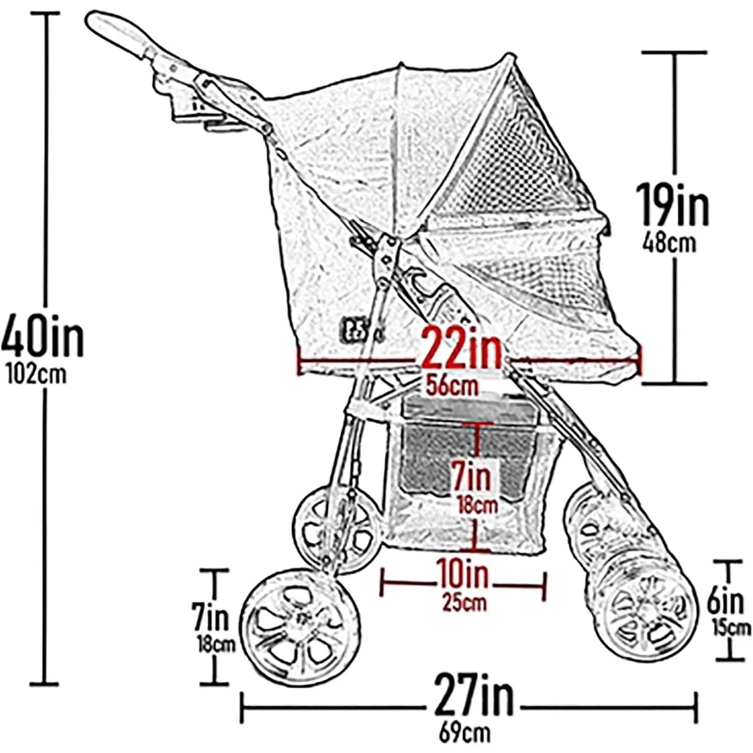 Coche Para Mascotas 69x48x102cm Mediano Azul 7