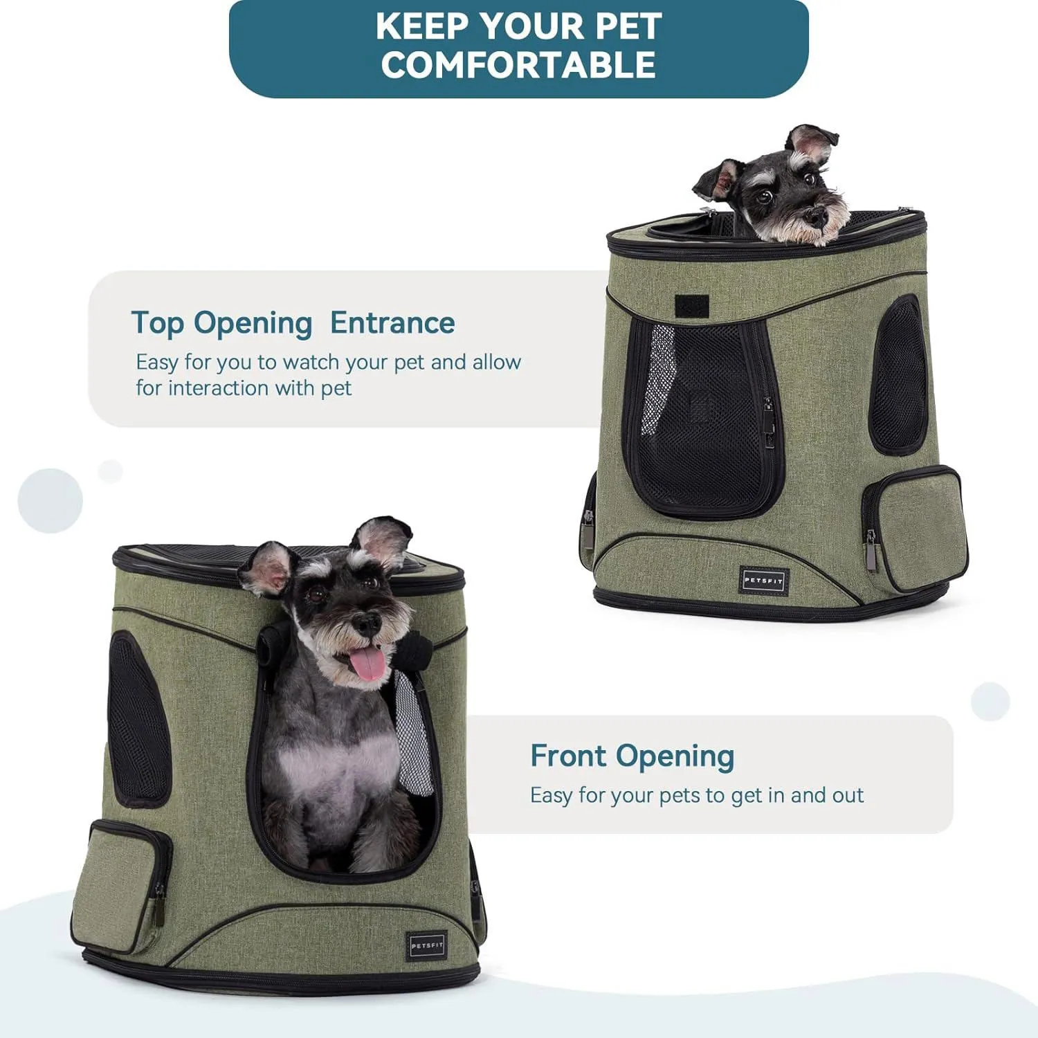 Mochila Para Mascotas 37x34x47cm Mediano Verde 9