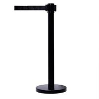 Poste Separador de Fila Negro con Cinta 2 Metros Negra Set X 5 Unidades