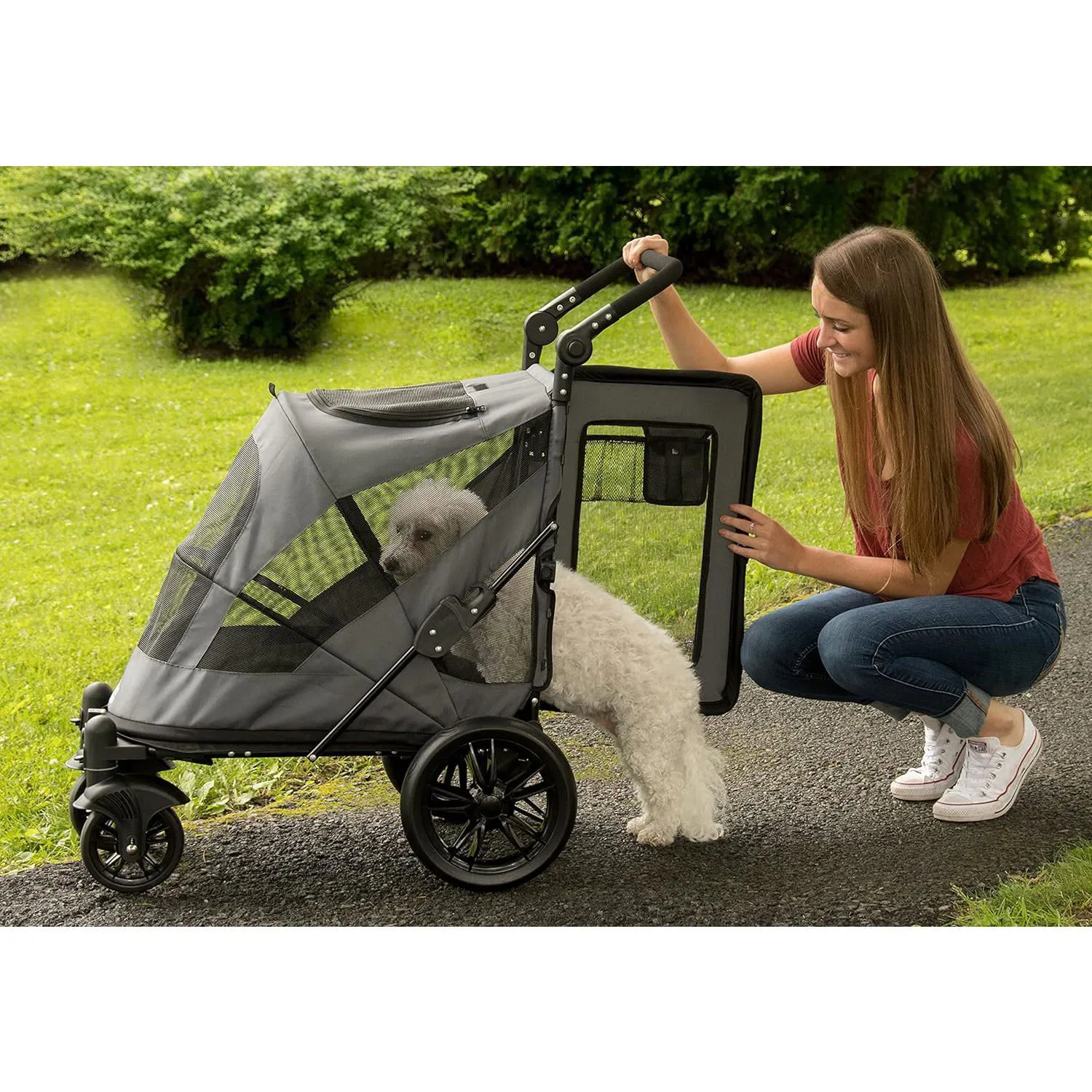 Cochecito Para Mascotas 86x51x84cm Mediano Gris 4