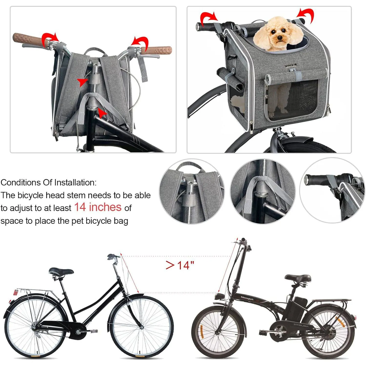 Cesta de Bicicleta para Perro. Gris 10048 Babe 4