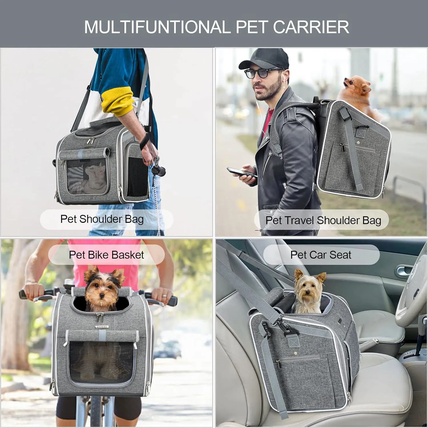 Cesta de Bicicleta para Perro. Gris 10048 Babe 6