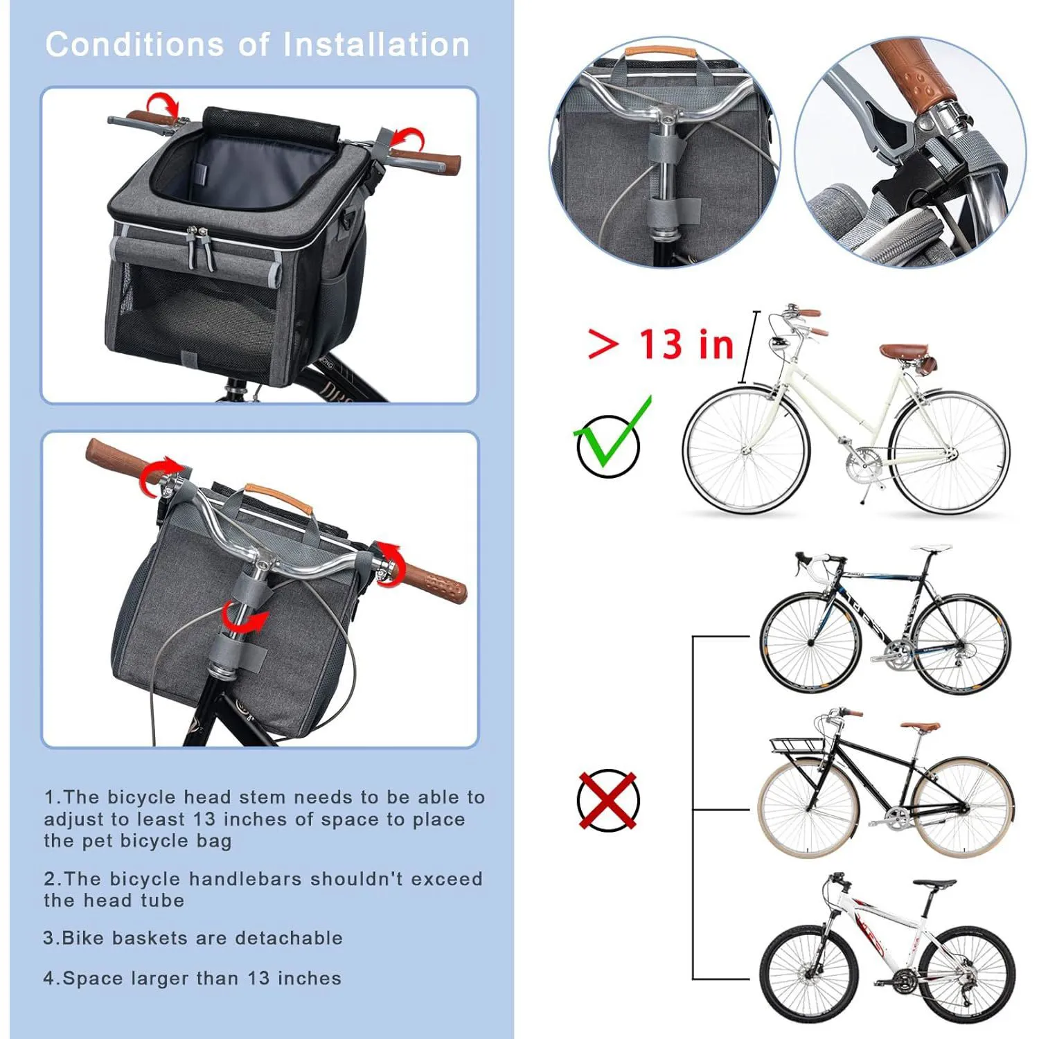 Cesta de Bicicleta para Perro Con Ventanas 100 3