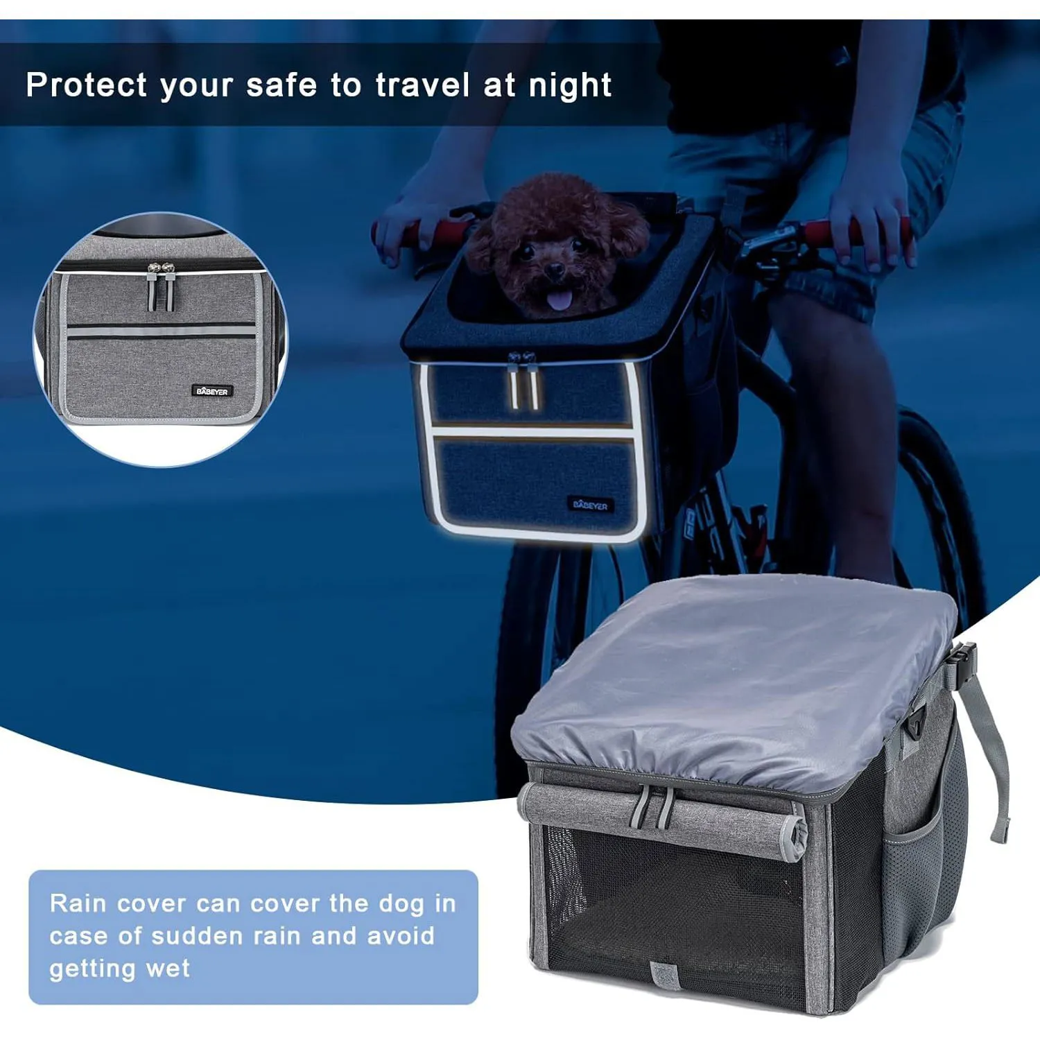 Cesta de Bicicleta para Perro Con Ventanas 100 5