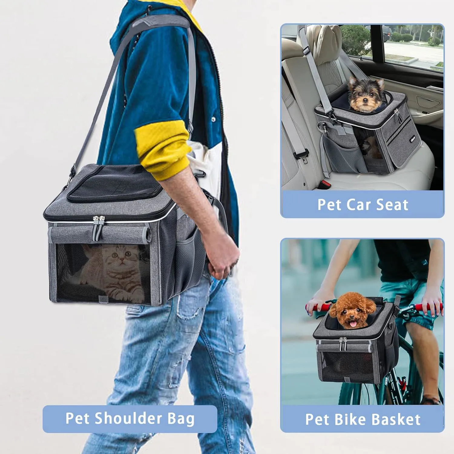 Cesta de Bicicleta para Perro Con Ventanas 100 6