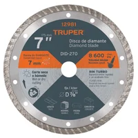 Disco de Diamante Rin Turbo de 7 Pulgadas Centro 7/8 Pulgadas Set X 10 Unidades