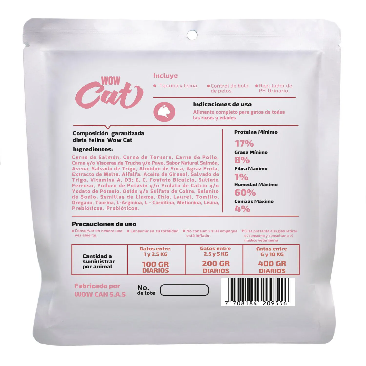 Alimento Húmedo Para Gato Wow Cat Cocinado Salmon 100g  Wow Cat