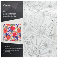 Kit Bastidor Predibujado 50x50cm Rf Flores
