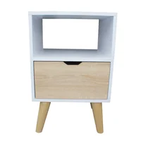 Mesa De Noche 1 Cajon Patas De Madera 40X60X35 Cm