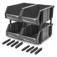 4 Modulares Abiertos Organizadores Plásticos de Inventarios 40kg Gris
