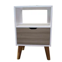 Mesa De Noche 1 Cajón Patas De Madera 40X60X35Cm