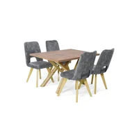 Comedor 4 Puestos Astoria + Sillas Leira 71X120X90 Gris