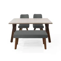 Comedor 4 Puestos Nara Evora con Butaco 75X144X90 Gris