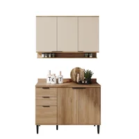 Cocina Integral En Mdp 120Cm Con Mesón 6 Puertas Freijo Y Beige