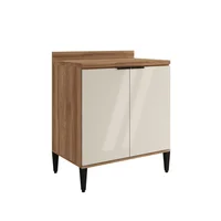 Mueble Inferior Bertolini De 80Cm En Mdp Con Tapa Freijo Con Beige