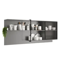 Mueble Superior Multiuso De Cocina 200Cm Mdp Estilo Industrial Gris