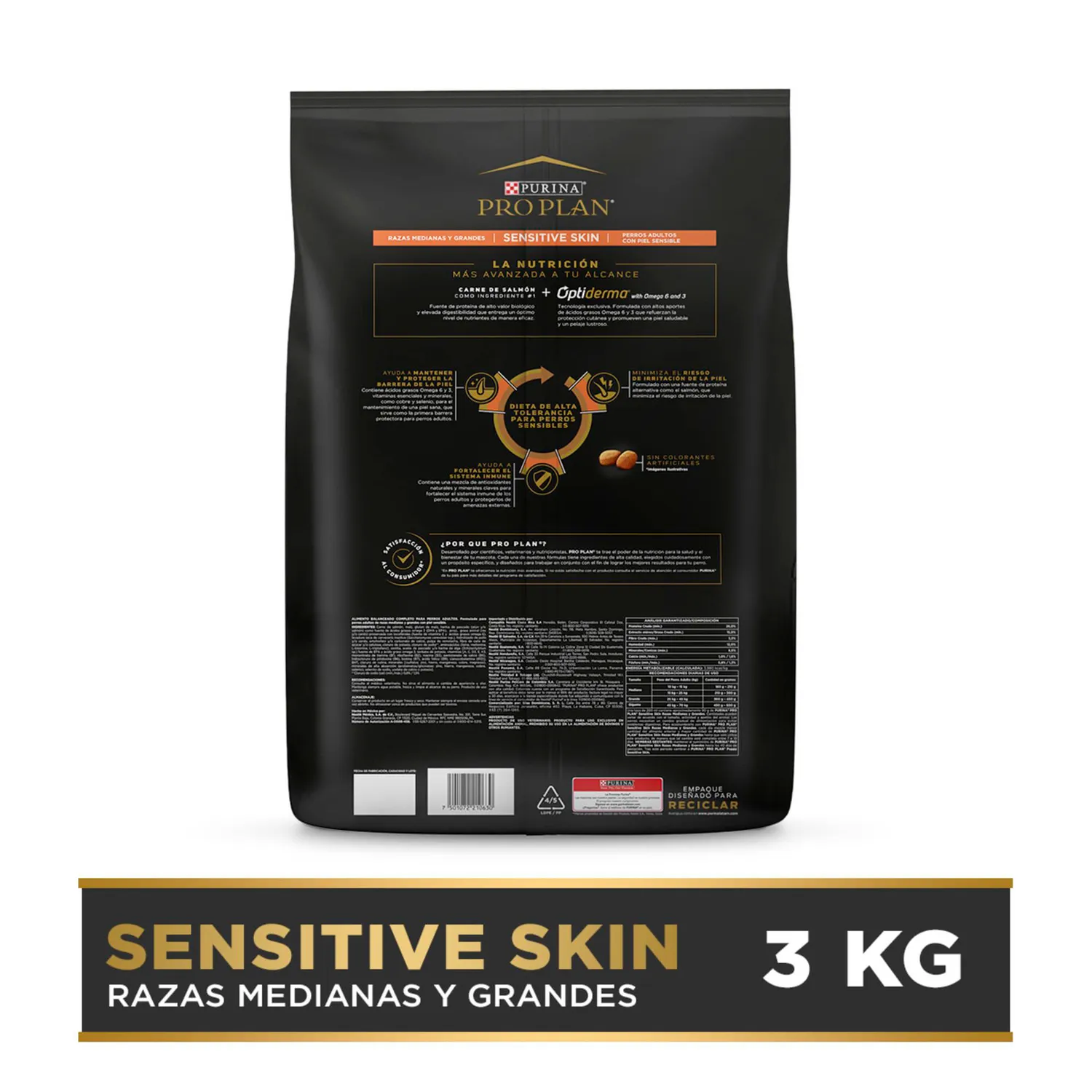 Comida Seca Para Perro Adulto Pro Plan Sensitive Skin 3kg