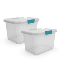 Set X2 Cajas Plasticas Organizadoras Con Tapa 20lt 41.7X26.2X29.7 cm Transparentes Just Home Collection