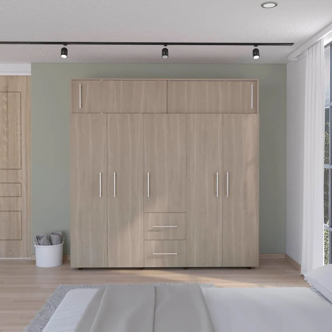 Closet Bigaf 6 Puertas 3 Cajones 204x200x50,3 cm Madera Natural Just ...