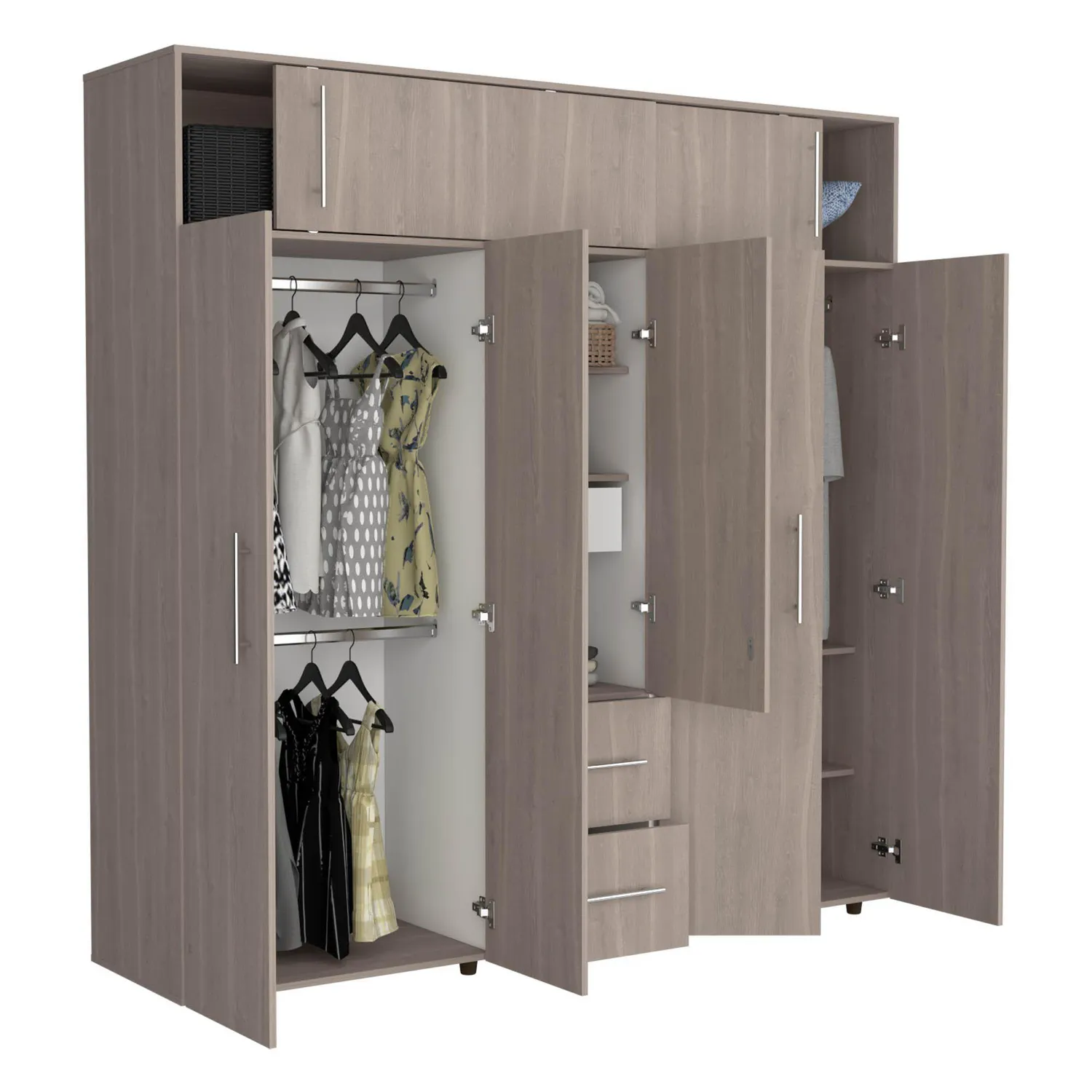 Closet Bigaf 6 Puertas 3 Cajones 204x200x50,3 cm Madera Natural Just ...