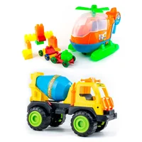 Dúo Creativo En Juguetes: Helicóptero + Volqueta Mezcladora