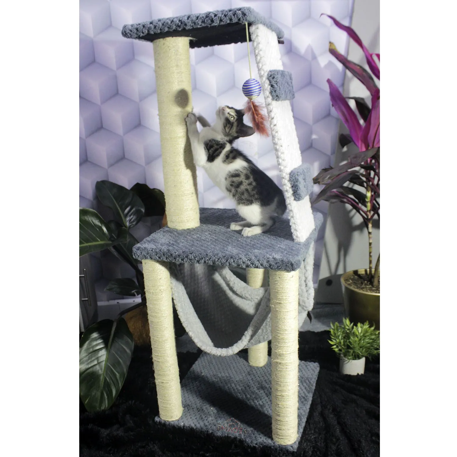 Gimnasio Rascador Para Gatos 60x60x135cm Mediano 4