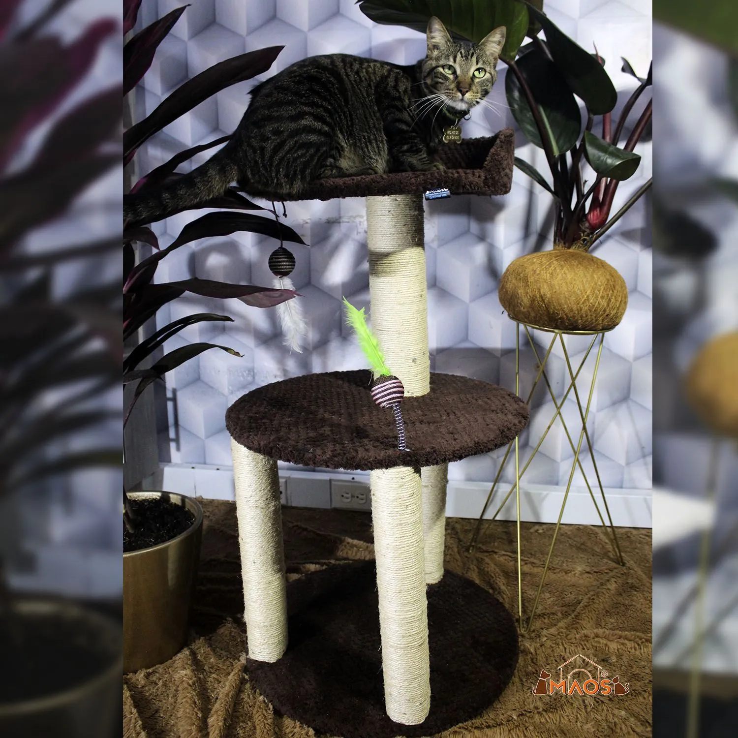Gimnasio Rascador Para Gatos 45x45x90cm Mediano Café 8