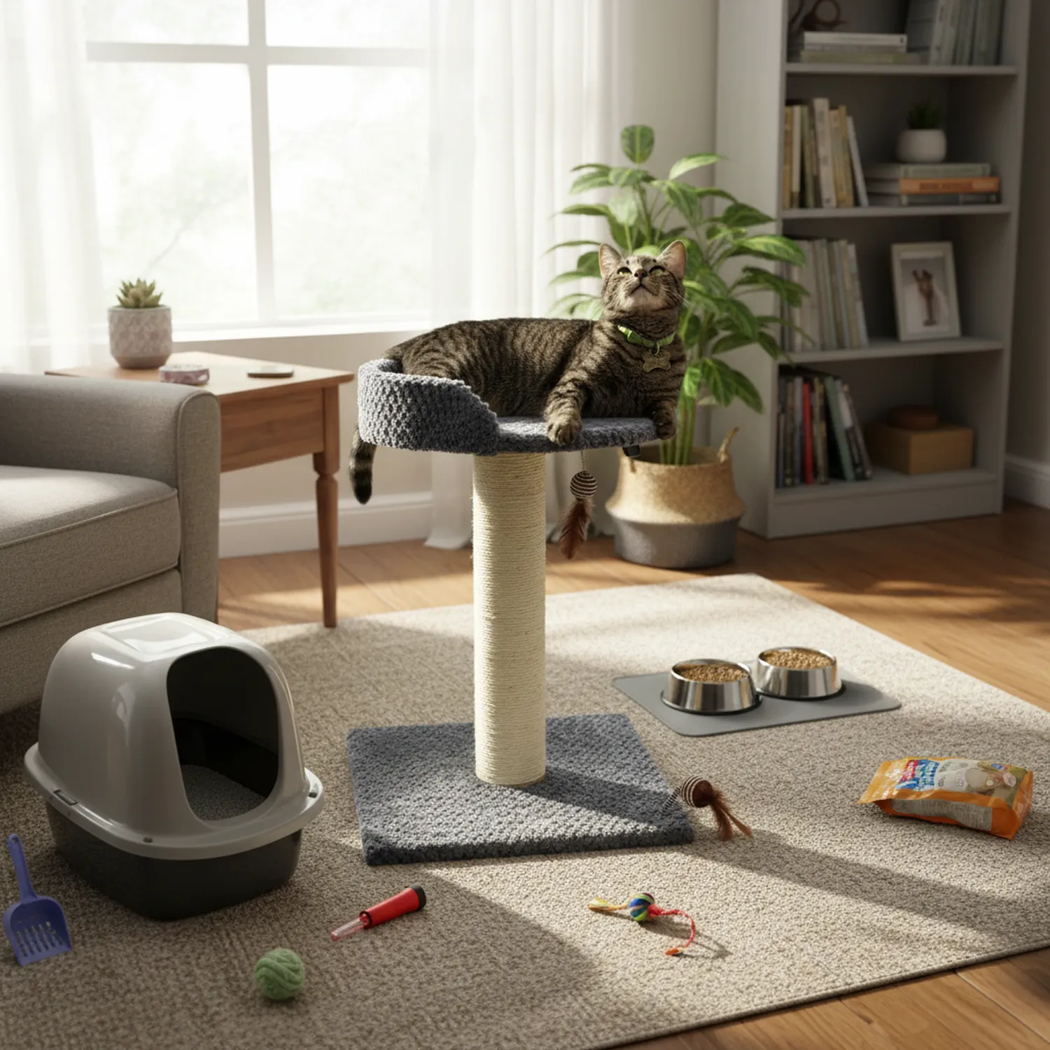 Gimnasio Rascador Para Gatos 40x40x60cm Mediano Gris 4