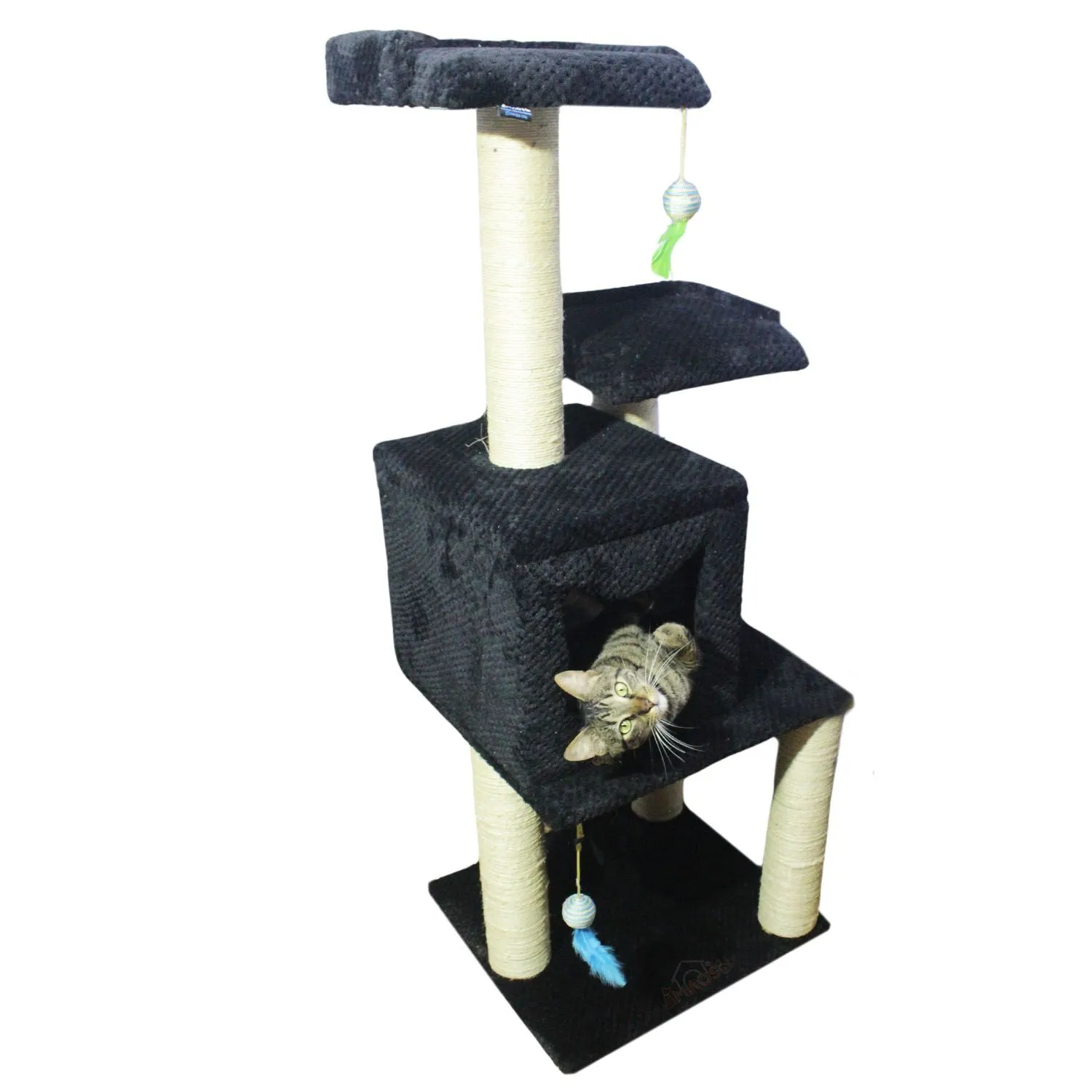 Gimnasio Rascador Para Gatos 50x45x135cm Mediano Negro 3