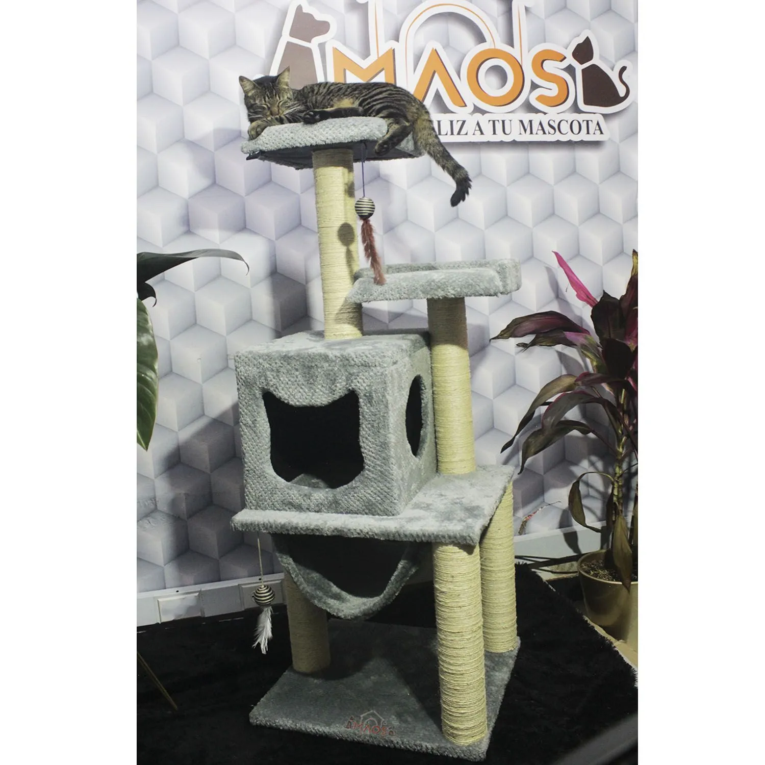 Gimnasio Rascador Para Gatos 50x45x135cm Mediano Gris 4
