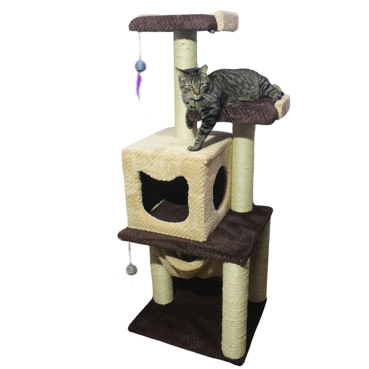 Gimnasio Rascador Para Gatos 50x45x135cm Mediano Café 3