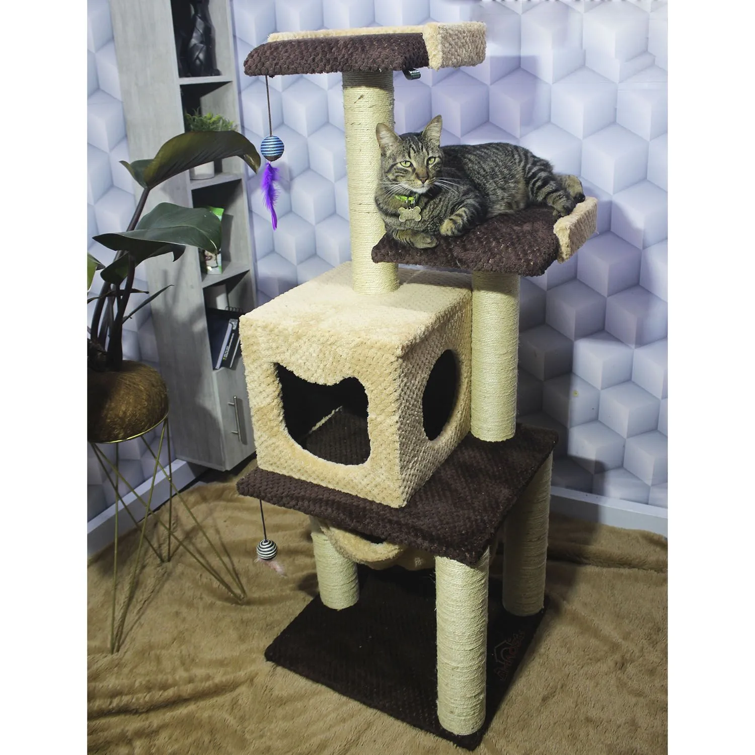 Gimnasio Rascador Para Gatos 50x45x135cm Mediano Café 7