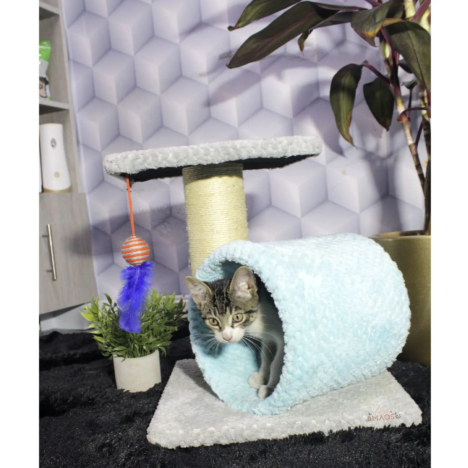 Gimnasio Rascador Para Gatos 35x35x40cm Mediano Gris 5