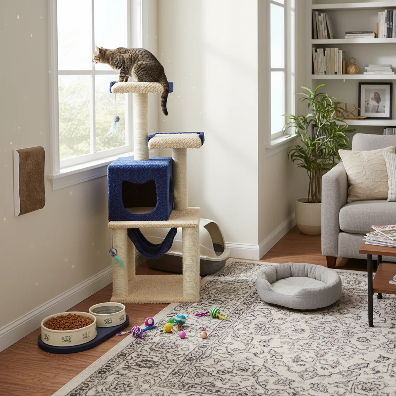 Gimnasio Rascador Para Gatos 50x45x135cm Mediano Beige 4